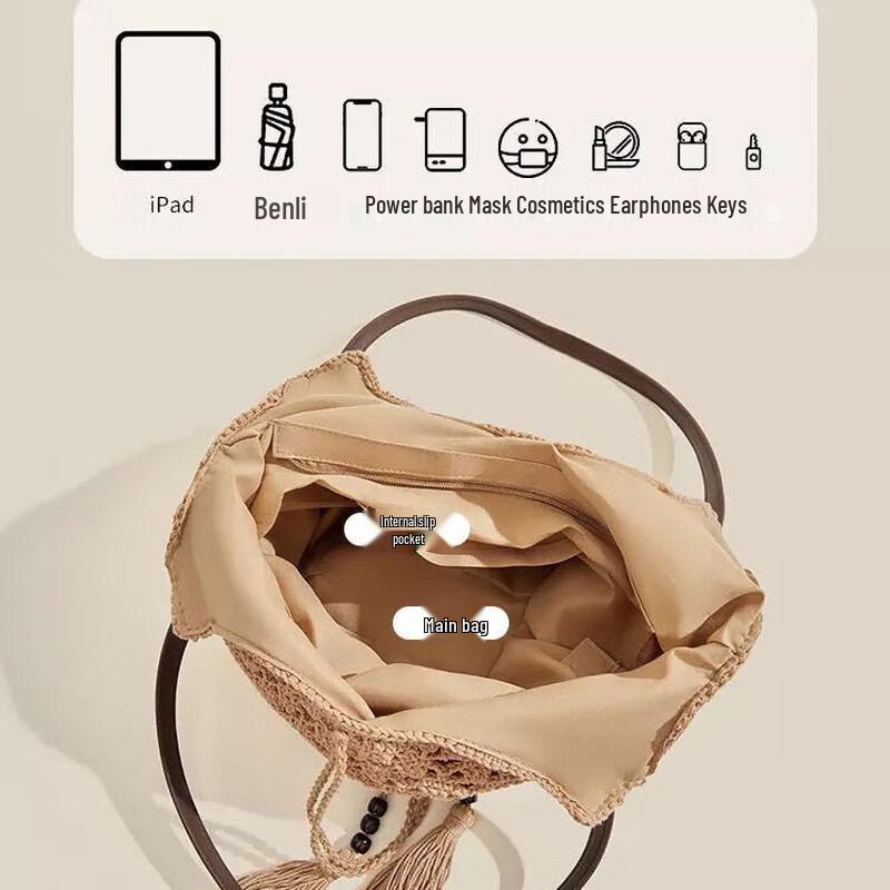 REWELL Sommer Quaste Baumwollstrick Schultertasche