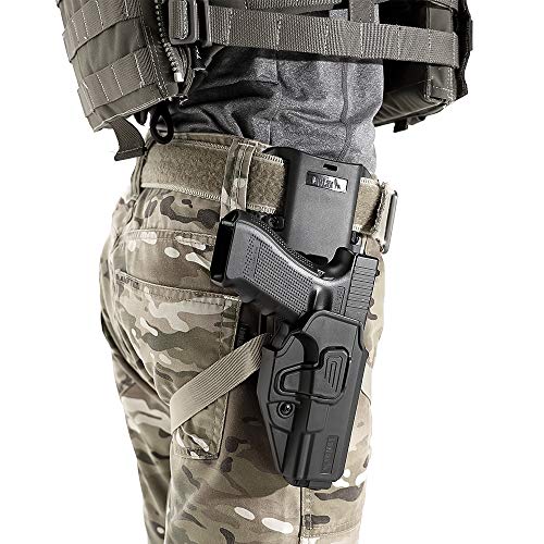 LayLax CQC Holster Attachment Drop Belt Loop [Black] Polymer Holster with One-Touch Attachment and Angle Adjustment