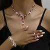 Brand New Sparkling Diamond Women's Jewelry Set: Necklace, Earrings & Bracelet