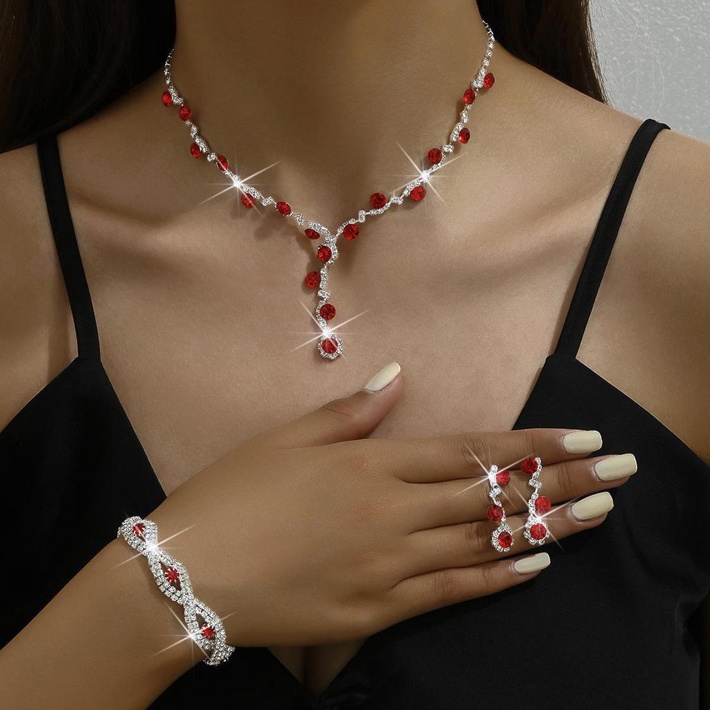 Brand New Sparkling Diamond Women's Jewelry Set: Necklace, Earrings & Bracelet