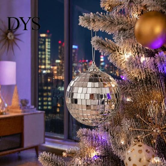 DIY Craft Supplies for Jewelry Making 6 Pcs Mini Silver Disco Balls, Hanging Mirror Ball Ornaments, Reflective Ornaments Christmas Tree Decoration
