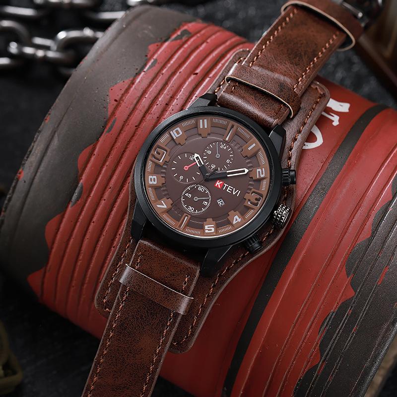 Retro Men's Watches High-end Luxury Man Watch PU Leather Strap Date Business Quartz Watch Big Dial Military Tactical Wristwatch