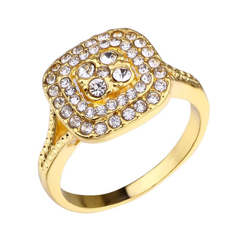 Wedding Rings for Women Cubic Zirconia Stone Ring Luxury Yellow Gold Color Engagement Anel Accessories Drop Shipping CC2338