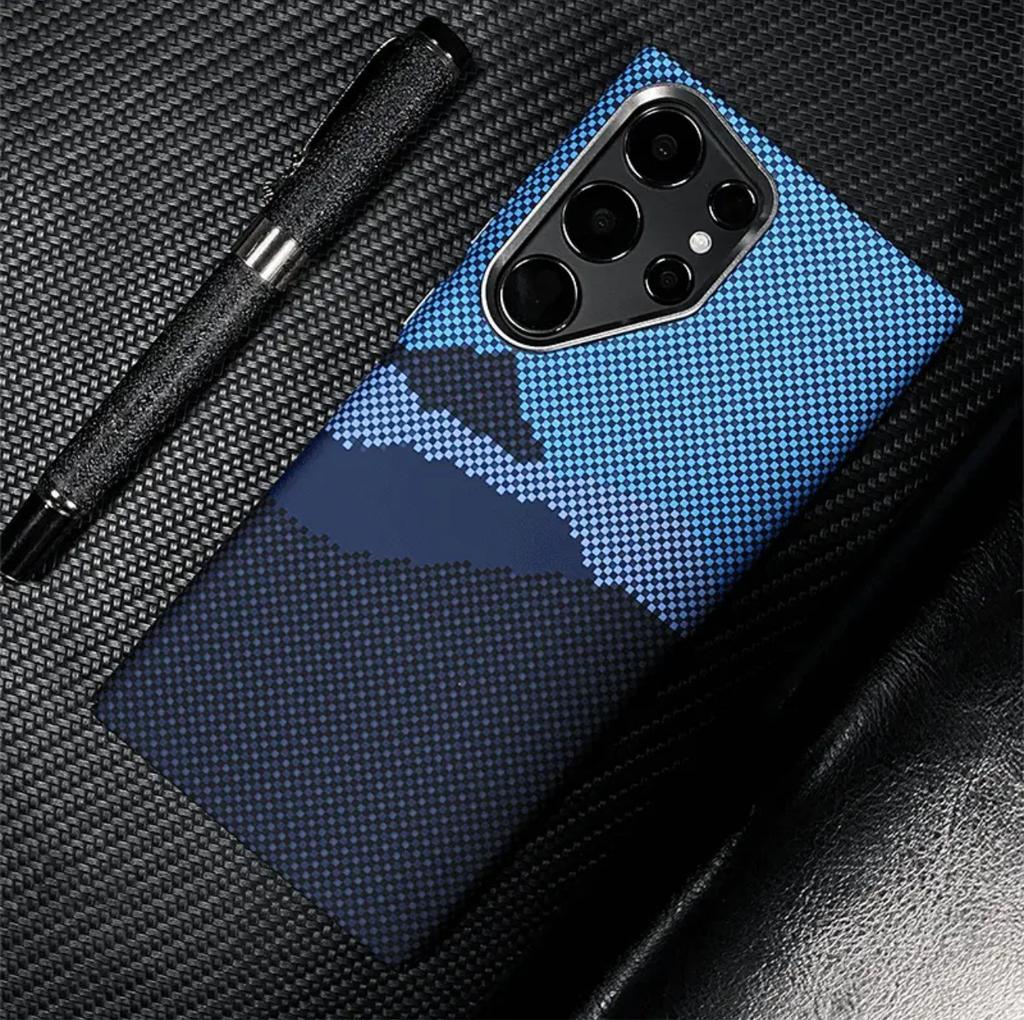 Kevlar carbon fiber pattern magnetic phone case for Samsung s25ultra ultra-thin S24 protective case PC hard case