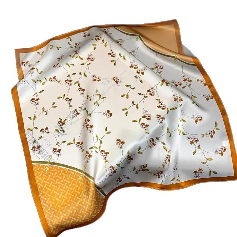Simulation silk flower printing silk scarf square scarf high-end shawl sunscreen neck scarf headscarf scarf
