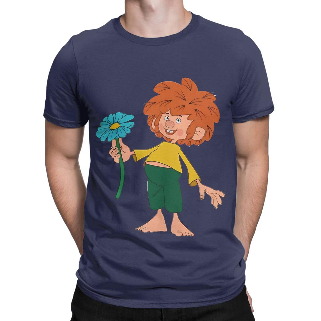Pumuckl Schenkt Eine Schöne Blaue Blume Lustige Grafik 100% Baumwolle T-Shirt Pumuckl Oberteile T-Shirts Für Unisex
