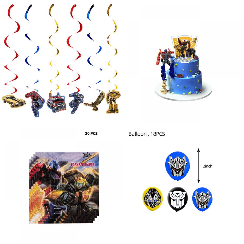 Transformers Party Decorations Colorful Tableware Set With Plates Napkins And Tablecloth