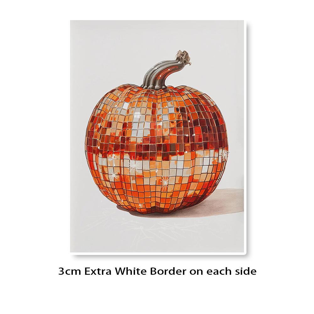 Large Orange Disco Pumpkin Prints and Posters, Retro Halloween Wall Arts, Fall Canvas Decoration, Wall Decor, No Frame