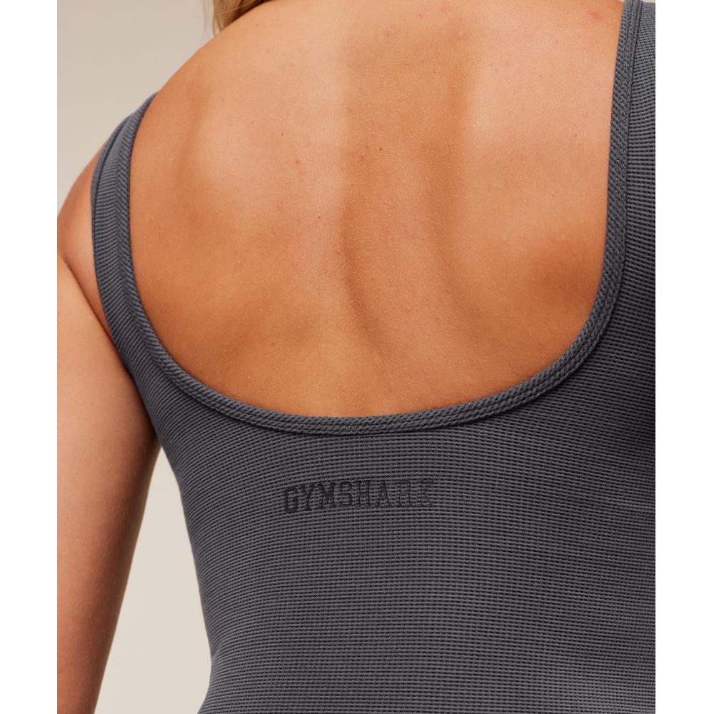 Gymshark Waffle Cropped Tank Onyx Grey B3b2g Gb7n