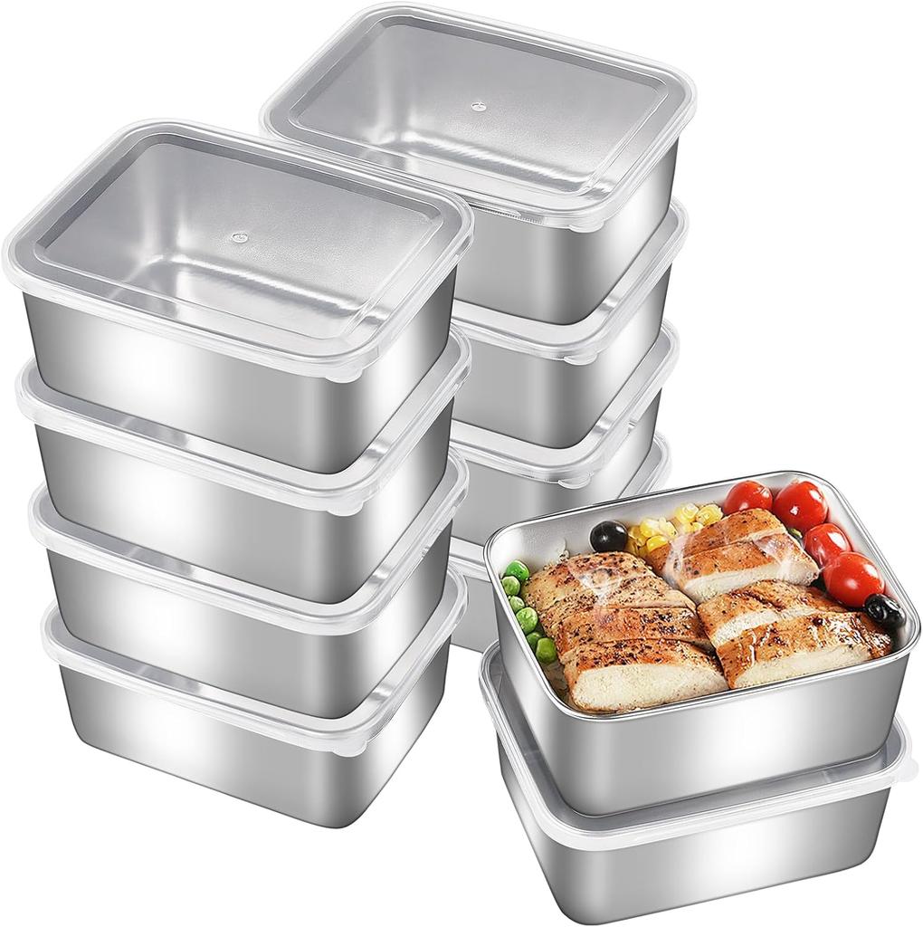 Stainless Steel fresh- keeping container with cover refrigerator container packing box garnish box outdoor picnic Food Storage