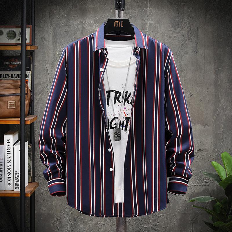 Men S Long Sleeve Striped Casual Shirt Spring Autumn