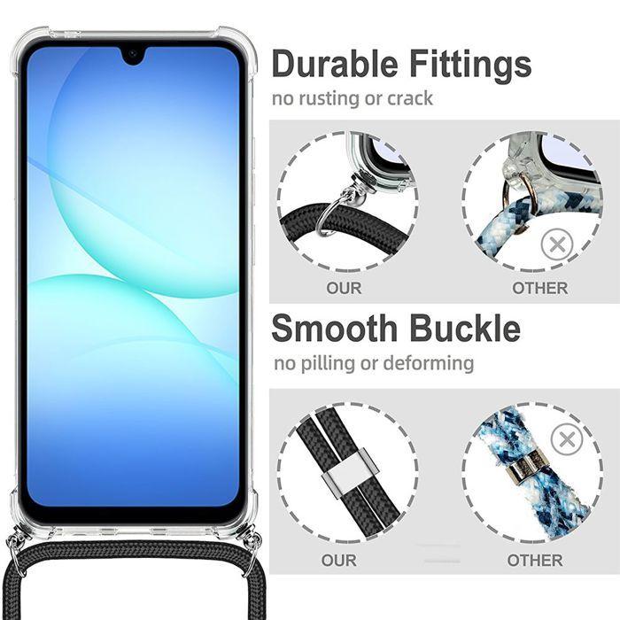 Coque pour Samsung Galaxy A17 4G/5G, Silicone Coins Renforcés avec Bandoulière Vert Nuit