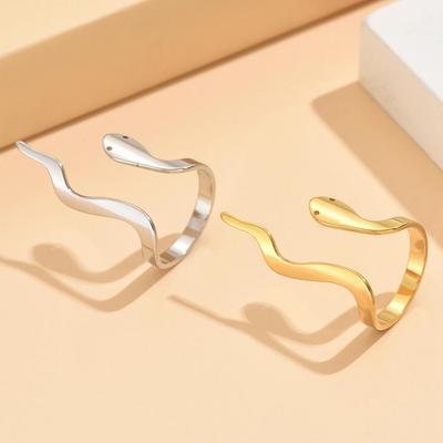 Long-tailed Snake Shape Stainless Steel Punk Ring In Hip Hop Street Style