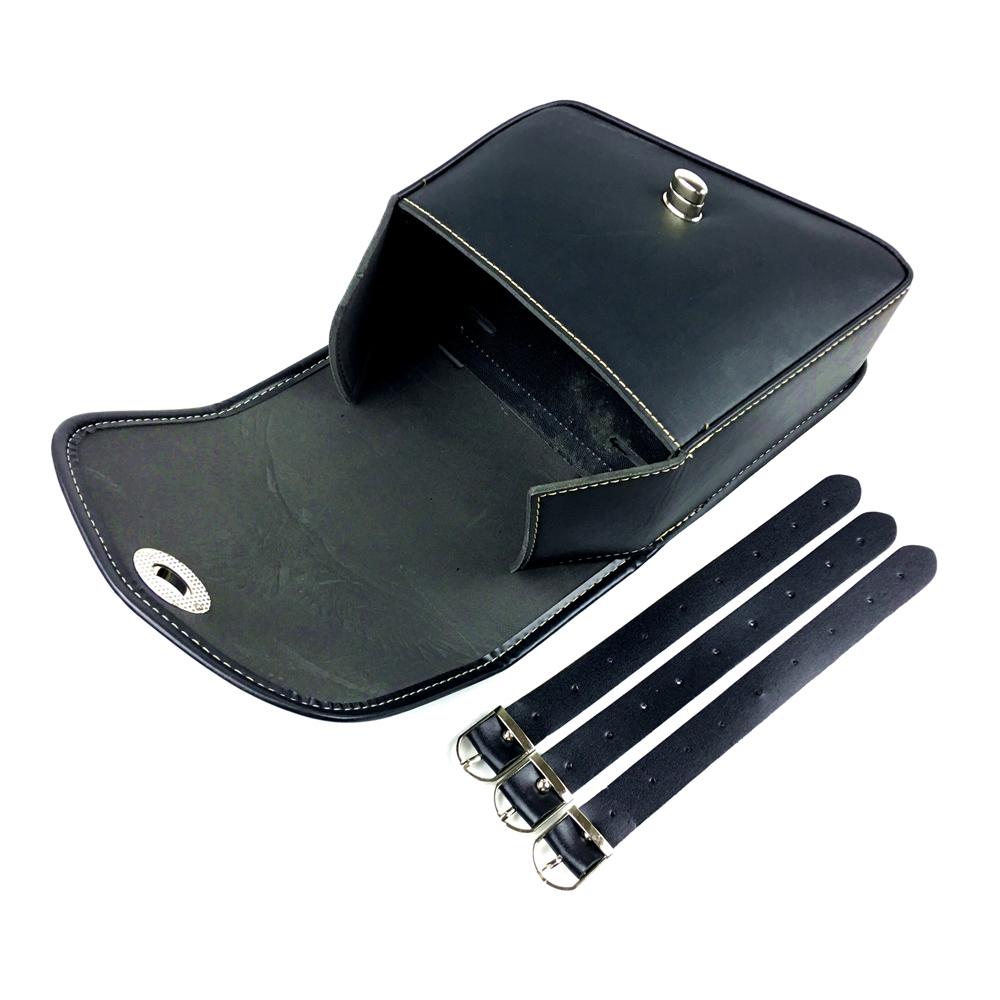 For Honda Suzuki Yamaha Kawasaki Harley Sportster Black Eagle PU Leather Saddle Bag Motorcycle Luggage Left+Right Side Tool Bag