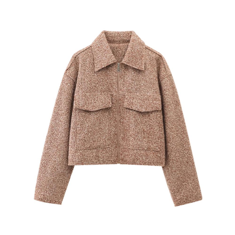 

2025 Spring Women s Pearl Leather Turn-down Collar Jacket Small верблюд