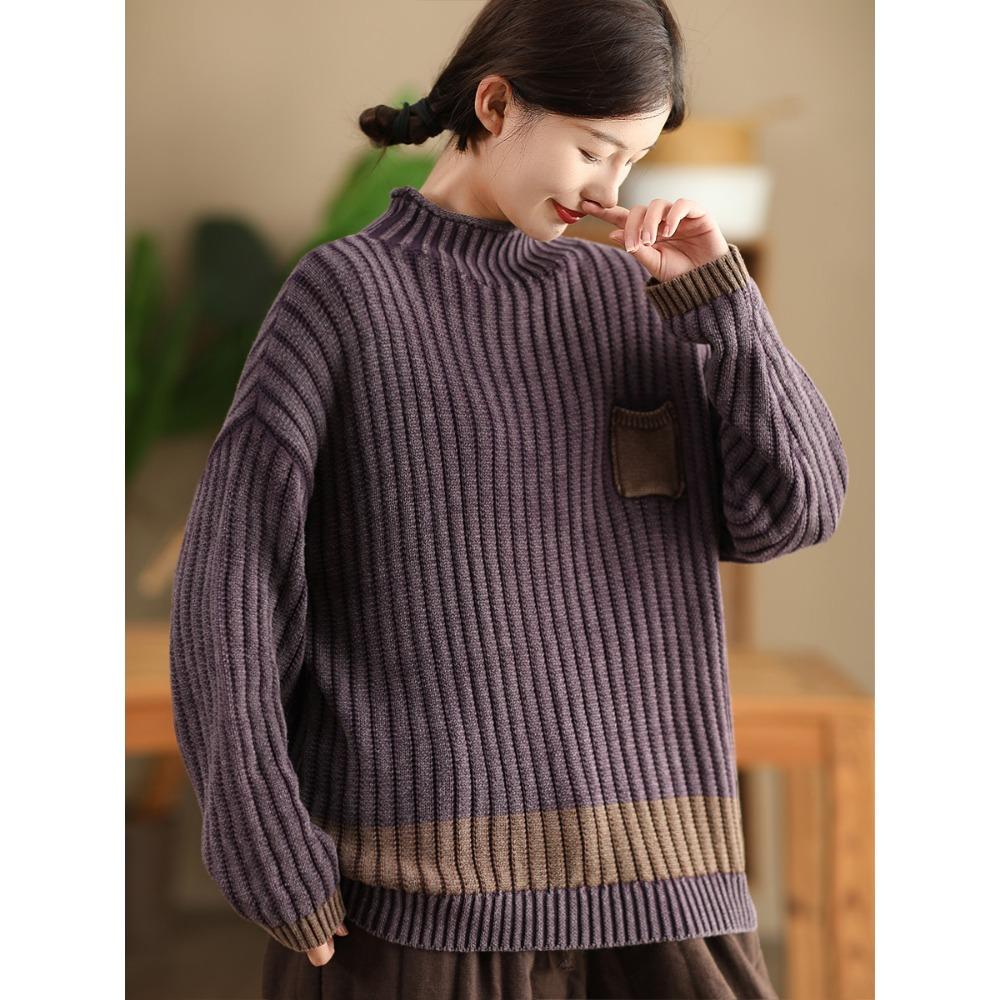 

Dimanaf 2025 Весна Зима Женские Вязаные Свитера Пуловеры Топы Винтажный Свитер Длинный Рукав One Size