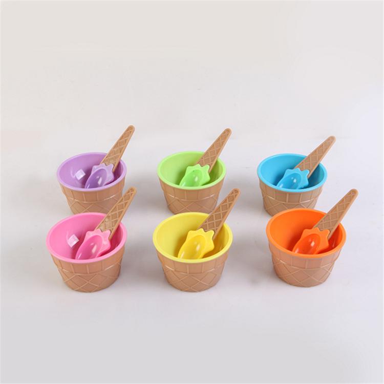 Candy Color Ice Cream Bowl with Spoon - Plastic Egg Tart Style Mold