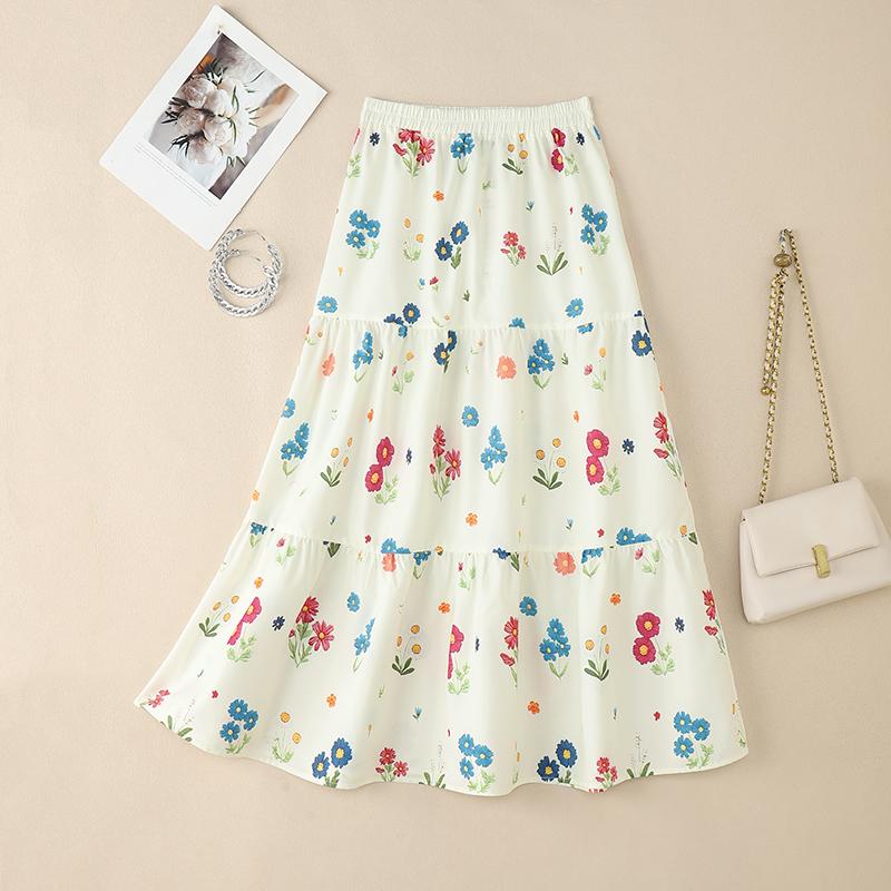 ZANZEA Women Casual Elastic Waist Loose Floral Print Skirts