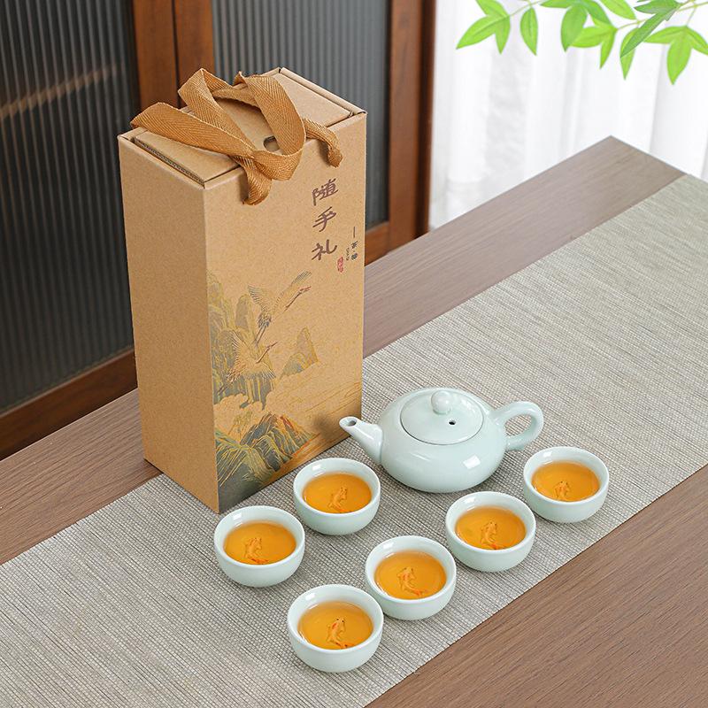 Chinese Kung Fu Teaset Ceramic Household Teapot Set Outdoor Travel Tea Cups of Tea Ceremony Teacup Fine Gifts Tea Accessories