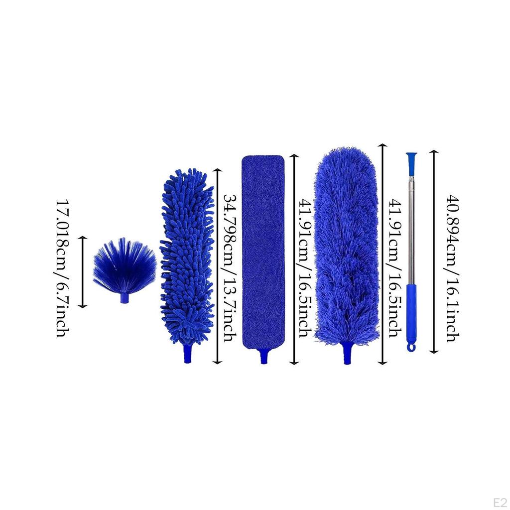 5 In 1 Duster with 100inch Extension Pole Detachable for Hard To Reach Areas Blue