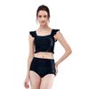 Li-Ning Solid Color Comfortable Padded Sleeveless Two-Piece Swimsuit Women Swimwear Black LSYR679