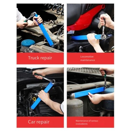 Extension Wrench High Carbon Steel Zero Degree Adjustable Ratchet Tool Impact Extension Wrench Set Chain Drive Ratchet Extender