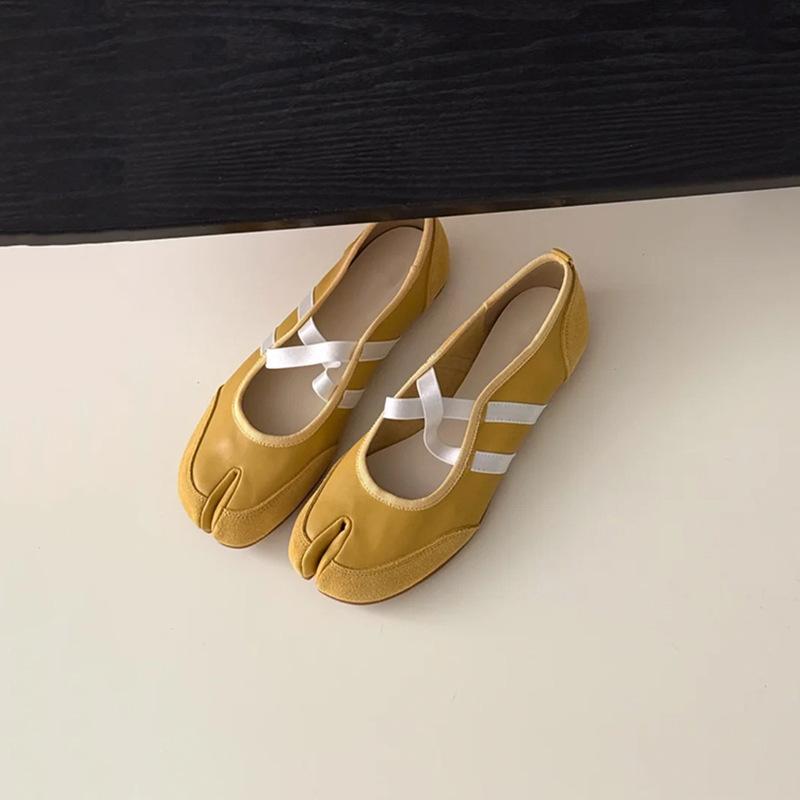 Schaffellversion~ Schweinsfüße Zehenschuhe Koreanische Version Nische neue Ballerinas Damen Einzelschuhe Mary Jane Schuhe Oma Schuhe Damen