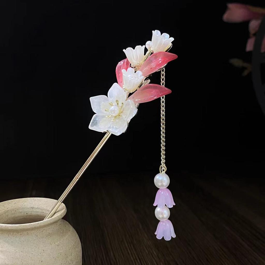 1 Stück Elegantes Temperament Glöckchen Orchideen Quasten Haarspangen Cheongsam Hanfu Gedrehtes Haar Nischenmode Vielseitiger Kopfschmuck
