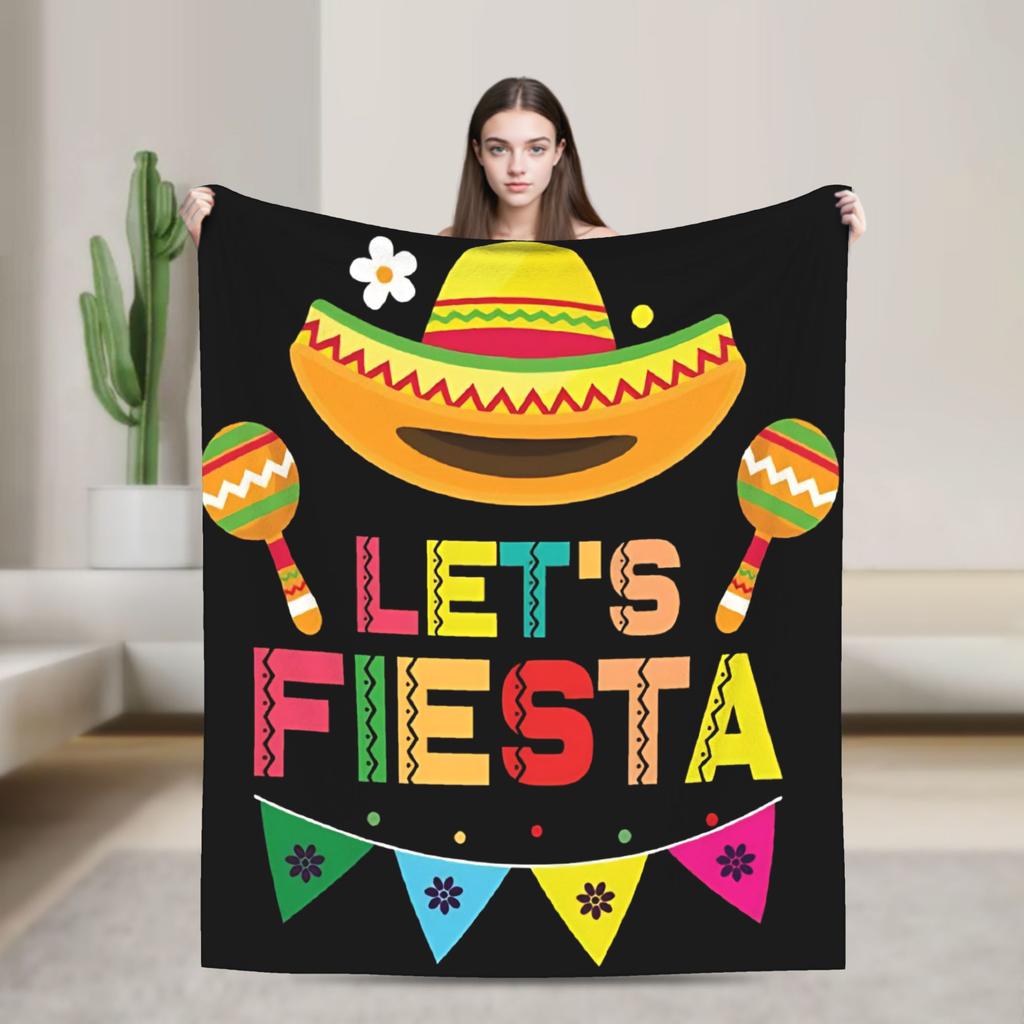 Let's Shift Party Fiesta Blanket Mexican Amigo Cinco De Mayo Warm Plush Bedding Throws For Child Bed Flannel Bedspread Bed Cover