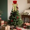 Christmas Tree Topper Hat Large Red Velvet Top Hat with Bow Christmas Treetop Ornament for Home Office Holiday Xmas Tree Decoration