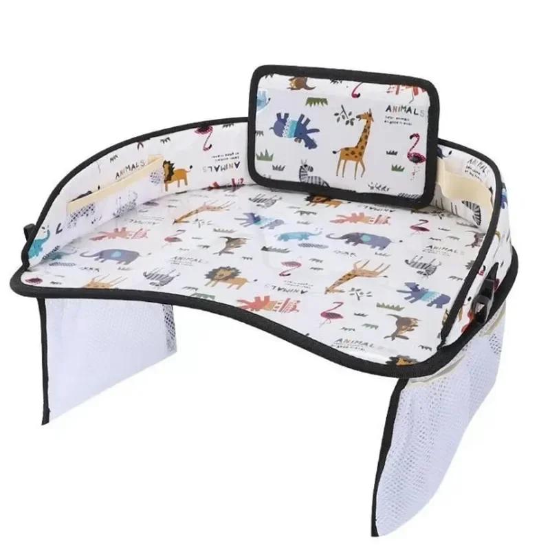 Kids Travel Tray Car Seat Activity and Play Tray Organizer for Children and Toddlers Lap Desk with Tablet Phone Holder Foldable