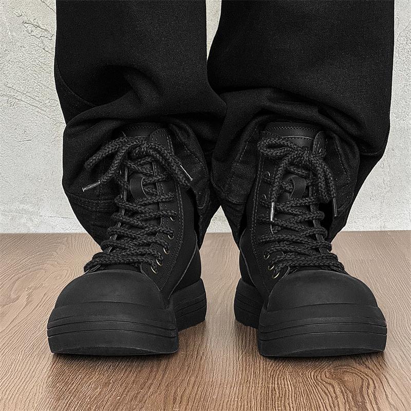 Fashion Couple's thick soled height increasing shoes Classic and trendy styles Outdoor leisure fashion party Daily Black youth shoes