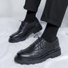 Leather Shoes Men'S Korean Version Trendy British Casual Student Shoes Black Teenager With Suit Round Head Leather Shoes 25815-R