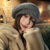 Winter versatile big head circumference knitted beret women