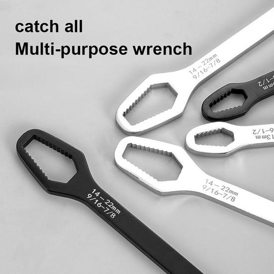 Universal Double Ended Wrench Automotive Bicycle Maintenance Plumbing Wrench 8-22mm Self-Tightening Adjustable Spanner