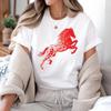 Chinese New Year Fire Horse 2026 Celebration Tshirt Women Unisex Lunar New Year Graphic T Shirt Casual Cotton Tops Tee Shortsleev