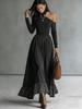 2026 European and American Women's Patchwork Slim High Collar Elegant Long Dress