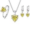 3Pieces Elegant Heart Shaped Cubic Zirconia Jewelry Set Necklace Earrings Ring Lightweight Accessories for Women
