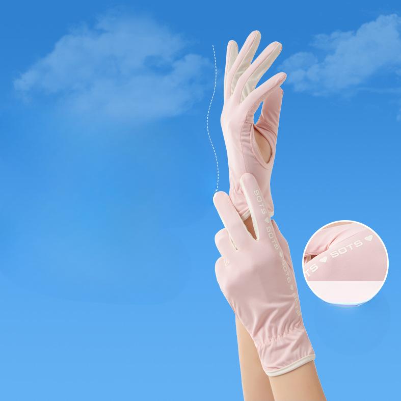 Sun Protection Gloves for Women's UV Proof Outdoor Anti Slip Summer Thin Style Driving and Riding Hollow Touch Screen Ice Silk Gloves