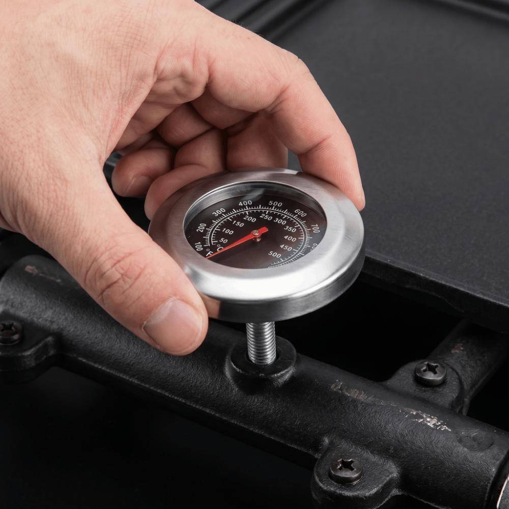 Stainless Steel BBQ Grill Thermometer Black Dual Scale Temperature Gauge Heat Resistant Analog Dial Smoker Analog Thermometer