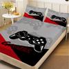 1pc Grey Red GamePad Printed Fitted Sheet 100% Polyester Durable Bedding Set Sheet Ffor Home Bedroom Decoration Birthday Gift