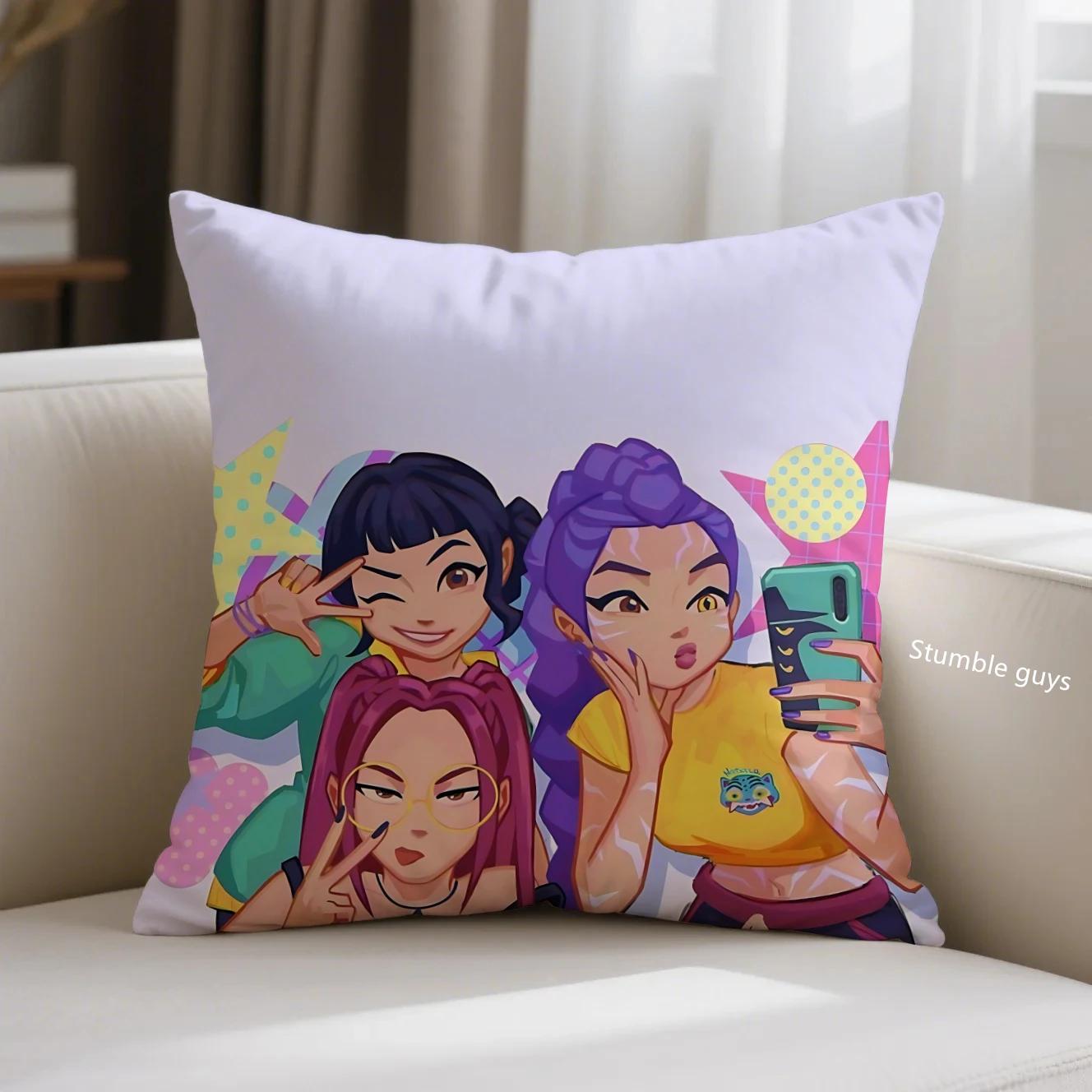 

Anime Sofa Pillowcase Kpop Demon Hunters Cushion Cover Cozy Touch For Kpop Fans Daily Use 18x18Inch