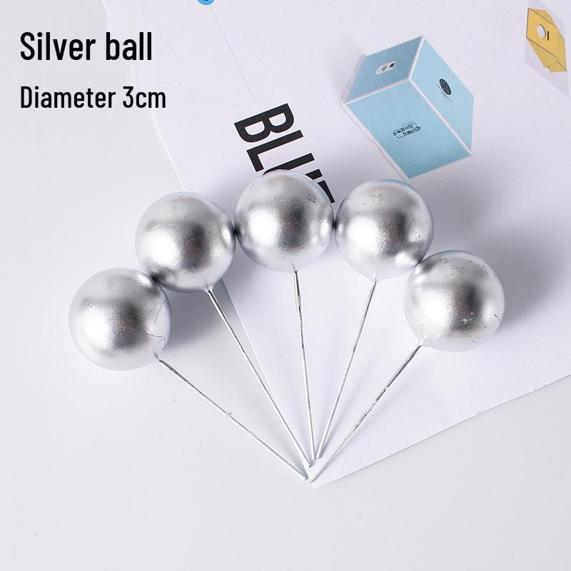 Golden and Silver Ball Cake Decorations with Colorful Birthday Insert Card