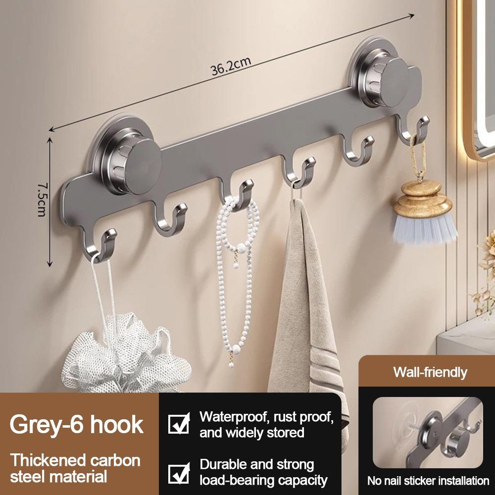 Metal Bathroom Towel Holder Suction Cup Simply Storage Clothes Hanger Hook Convenient Single Row Coat Rack