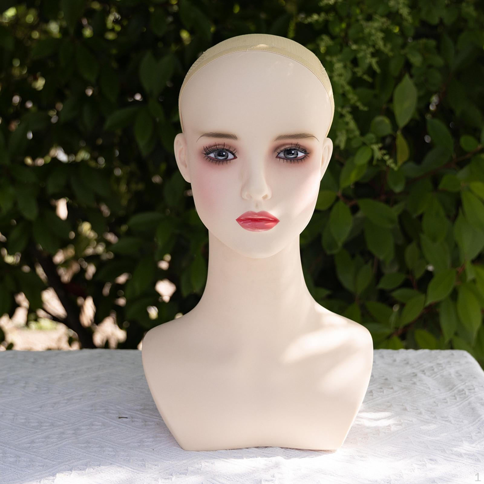 

Cosmetology Mannequin Head Model with Wig Cap Professional Bust Stand Makeup for