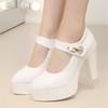 2025 Spring Genuine Leather Women's High Heels Fashion Female  Wedding Shoes Ladies Platform Pumps Work Shoes Black 32-43