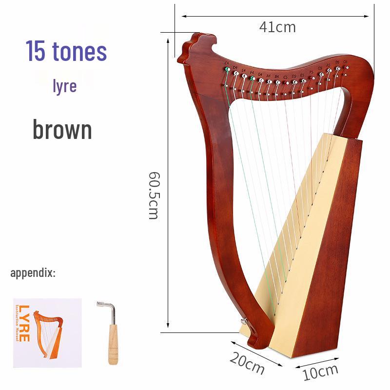 Portable 19-String Lyre Harp with 16 Notes