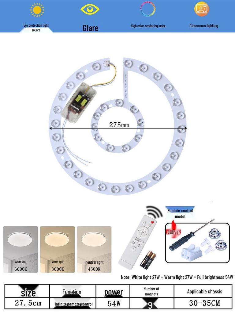 Ceiling LED Light Replacement Panel with Tricolor Changing Beads for Living Rooms