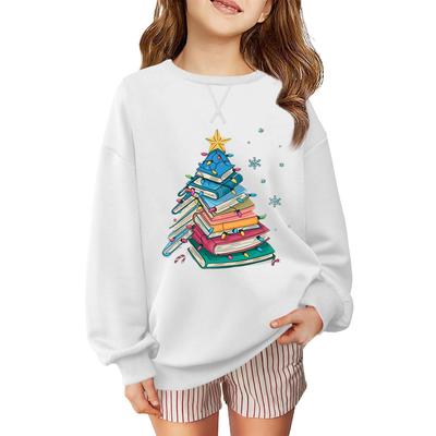 Kinder Modisches Lässiges Langarm Locker Weihnachts-Print Pullover Sweatshirt
