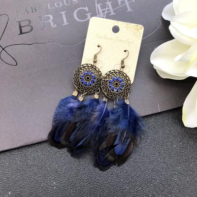 Original Bohemian Natural Velvet Feather Earrings, Female Retro Personality Versatile Elegant Fringed Fashion Ear Jewelry